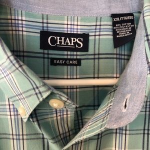 NEW Chaps XXL Teal Plaid Button Down